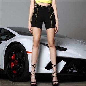 I.AM.GIA Womens Luna Black and Yellow Trim Cut Out Athletic Zip Up ... Sz S